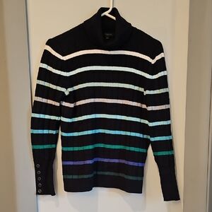 Ladies Talbots Turtleneck Sweater,  Sz SP, Navy Blue Stripe